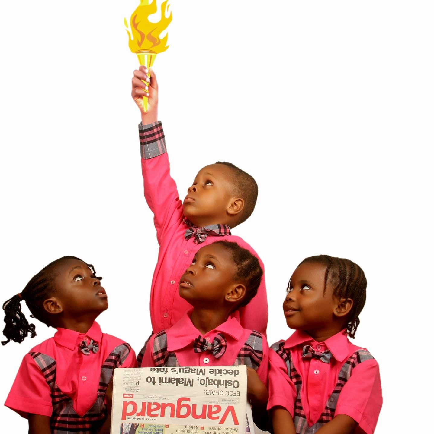 Excellence: A child holds a lit torch high